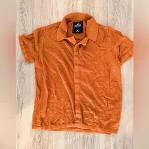 Hollister Orange Button-Up Sweater shirt